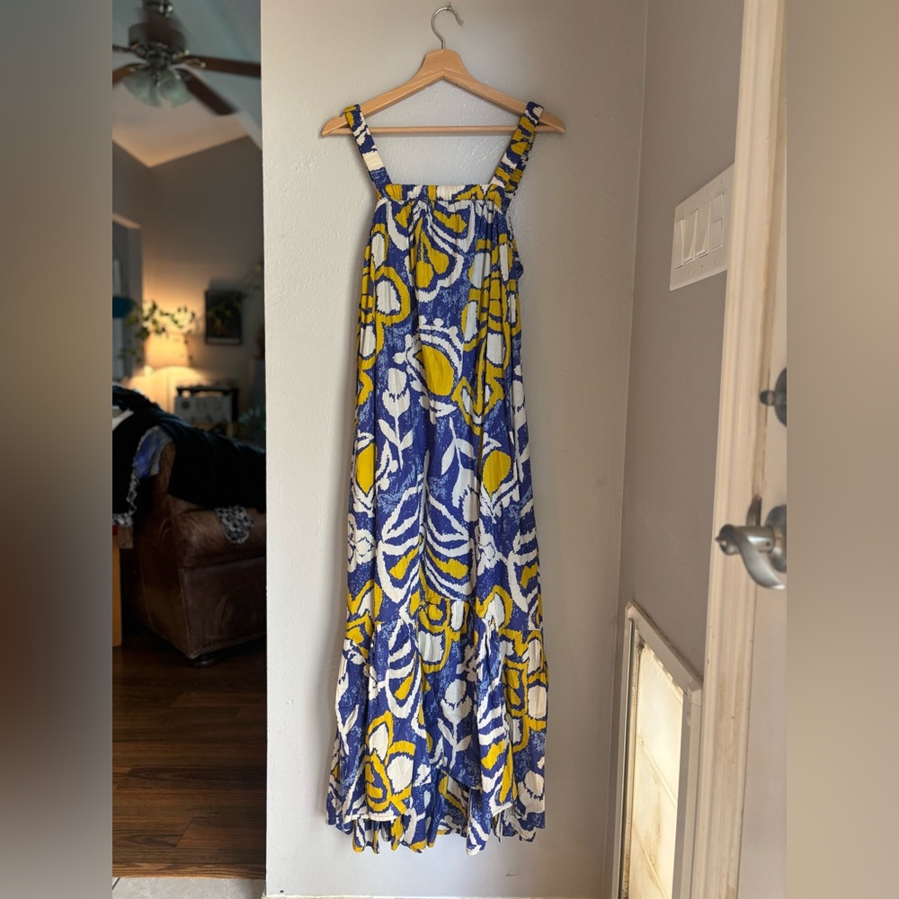 NWT CLEOBELLA Blue and Yellow Patterned Dress